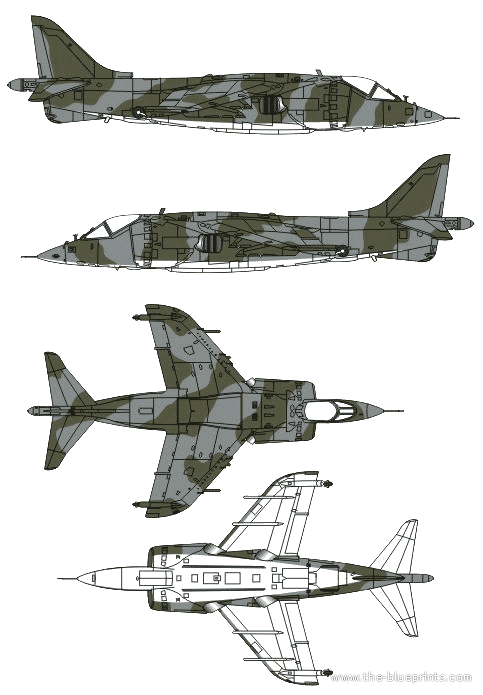 BAE Harrier GR Mk I blueprints free - Outlines