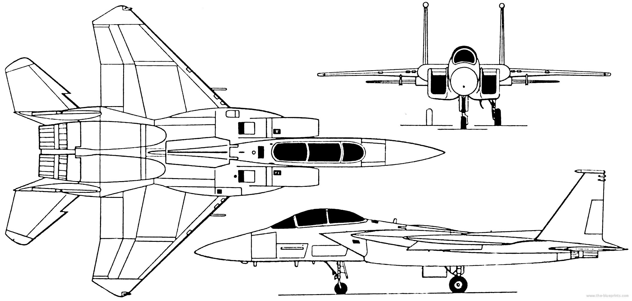 McDonnell Douglas F-15E Strike Eagle blueprints free - Outlines