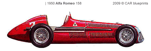 1950 Alfa Romeo 158 F1 Formula blueprints free - Outlines