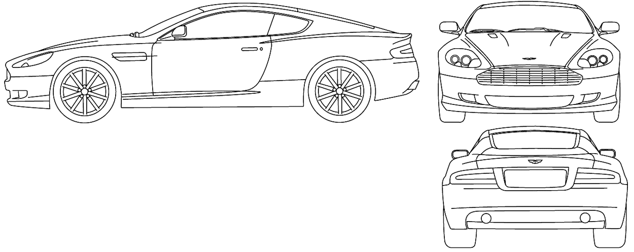 Aston Martin DB9 blueprints