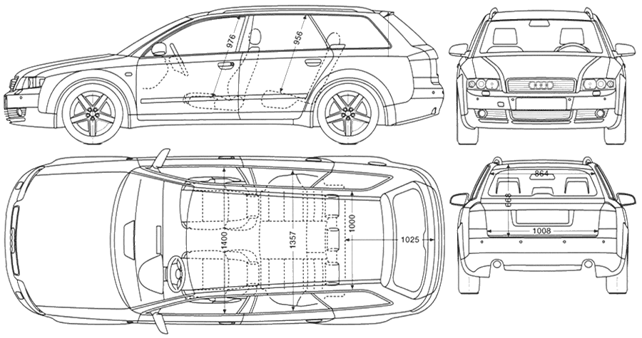 2004 Audi A4 B6 Typ 8E Avant Wagon Blueprints Free Outlines