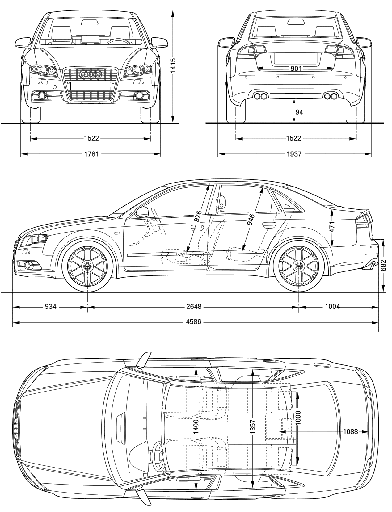 2008 Audi S4 B7 (Typ 8H) Cabriolet blueprints free - Outlines