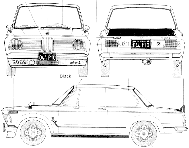 1973 Bmw 02 Tii Turbo Sedan Blueprints Free Outlines