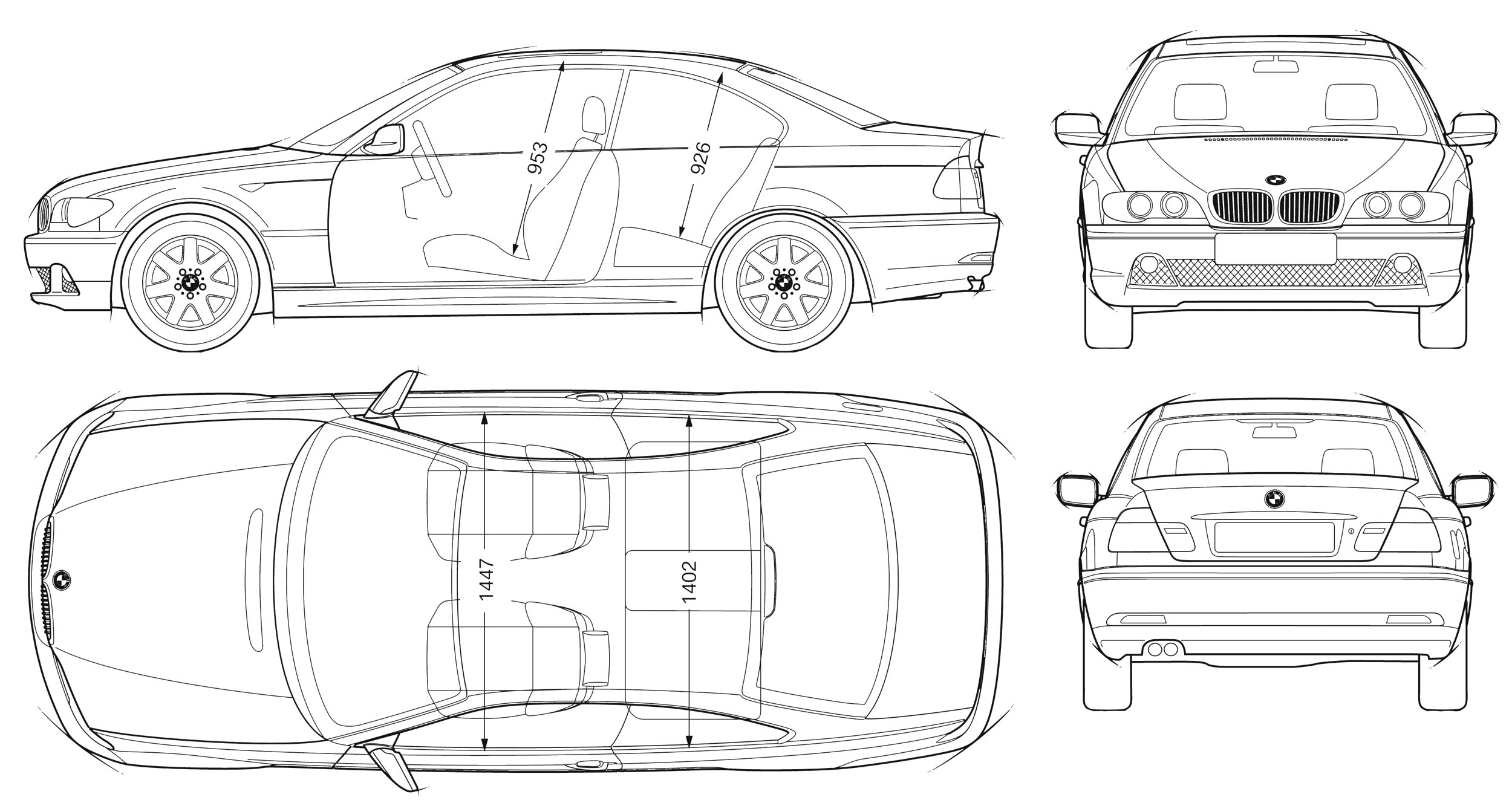 04 Bmw 3 Series E46 Coupe Blueprints Free Outlines