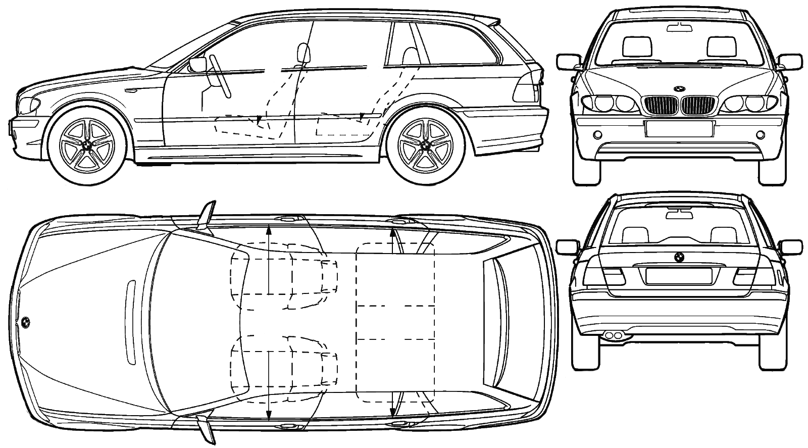 BMW 3-Series Touring (2013) Blueprints Vector Drawing Bmw 3-series
sedan (e90)