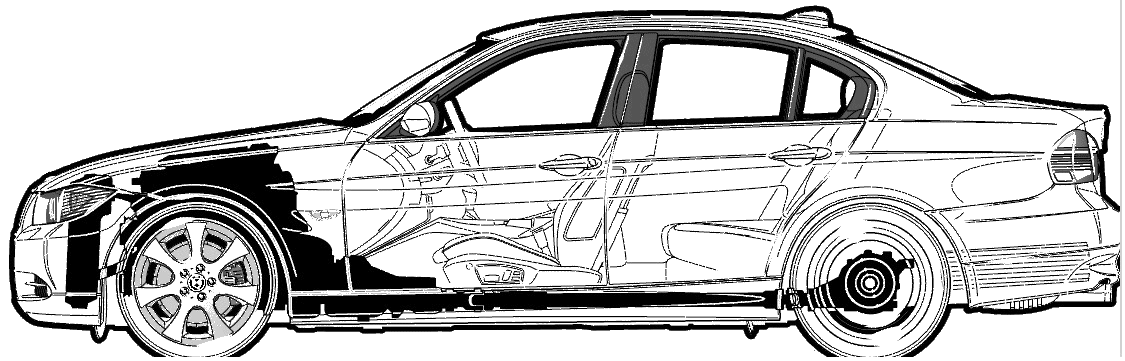 2006 BMW 3-Series E90 330i Sedan blueprints free - Outlines