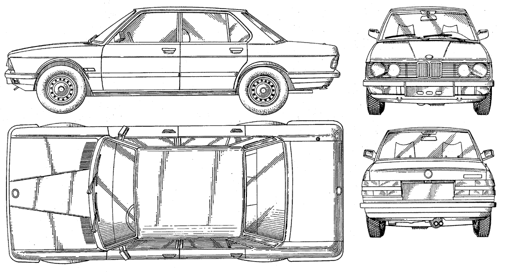 1981 Bmw 5 Series E28 Sedan Blueprints Free Outlines