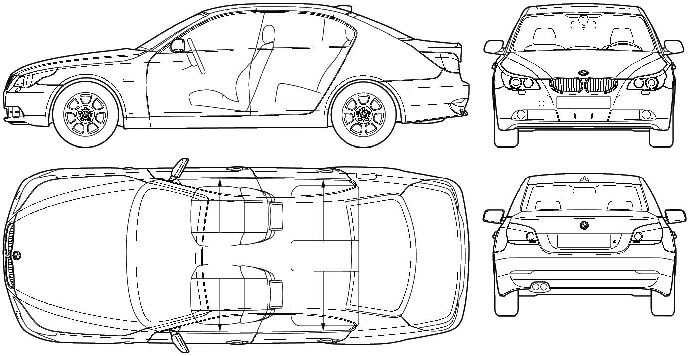 BMW 525 (1981) Blueprints Vector Drawing Bmw blueprints series e60
sedan 2004 views outlines