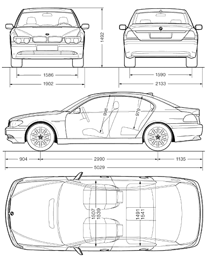 BMW 7-Series Sedan (E65) Blueprints Vector Drawing 2001 bmw 7-series
e65 sedan blueprints free