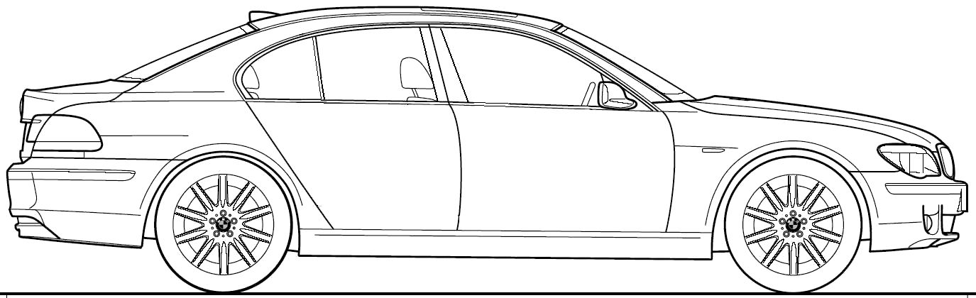 BMW 7-Series Sedan (E65) (2007) Blueprints Vector Drawing Bmw e65
series blueprints 2007 sedan outlines
