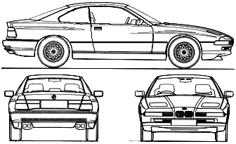 1996 BMW 8-Series E31 Coupe blueprints free - Outlines