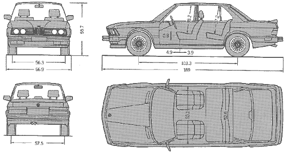 1985 Bmw M5 E28 Sedan V2 Blueprints Free Outlines