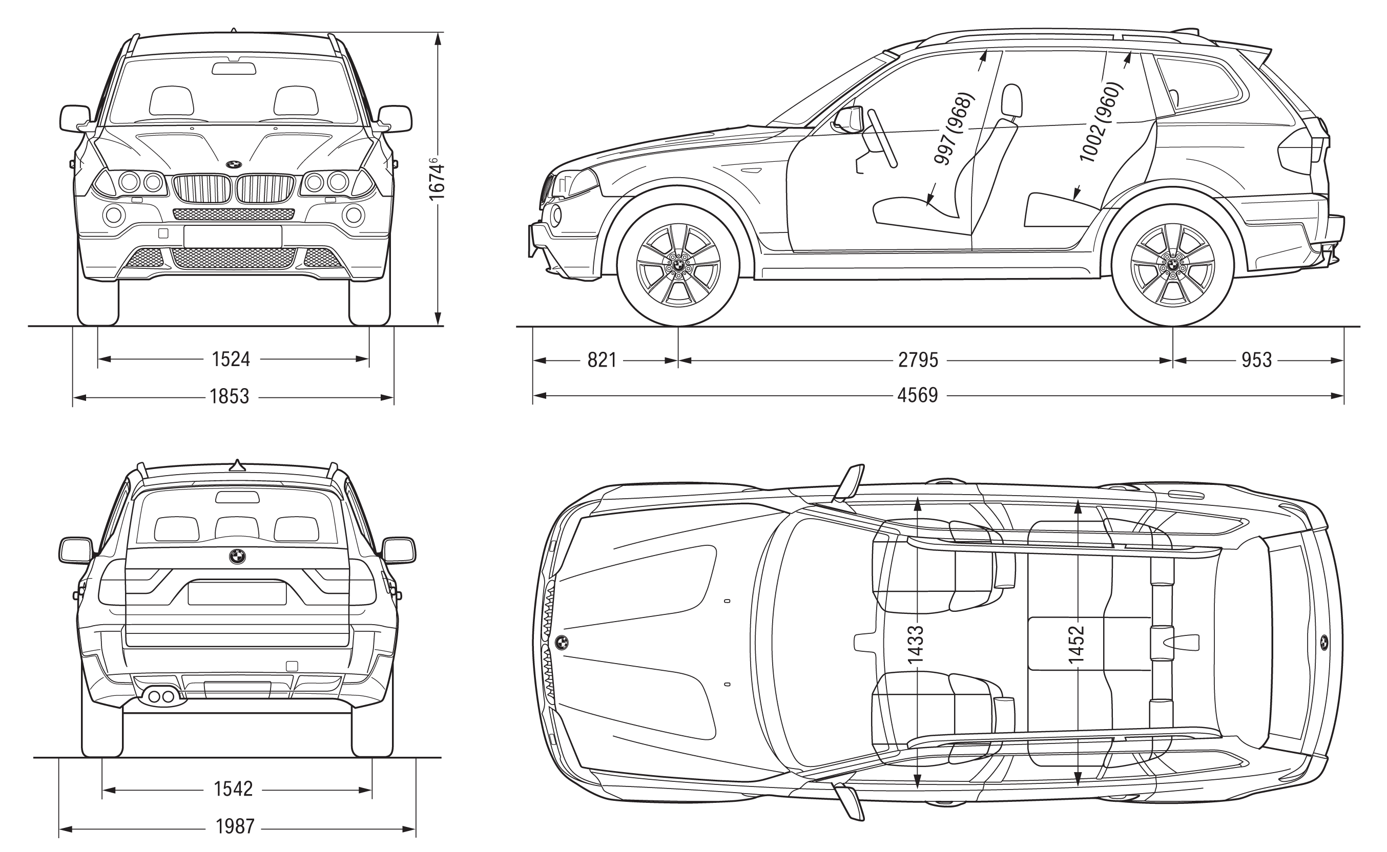 BMW X5 (2013) Blueprints Vector Drawing Bmw x5 clipart