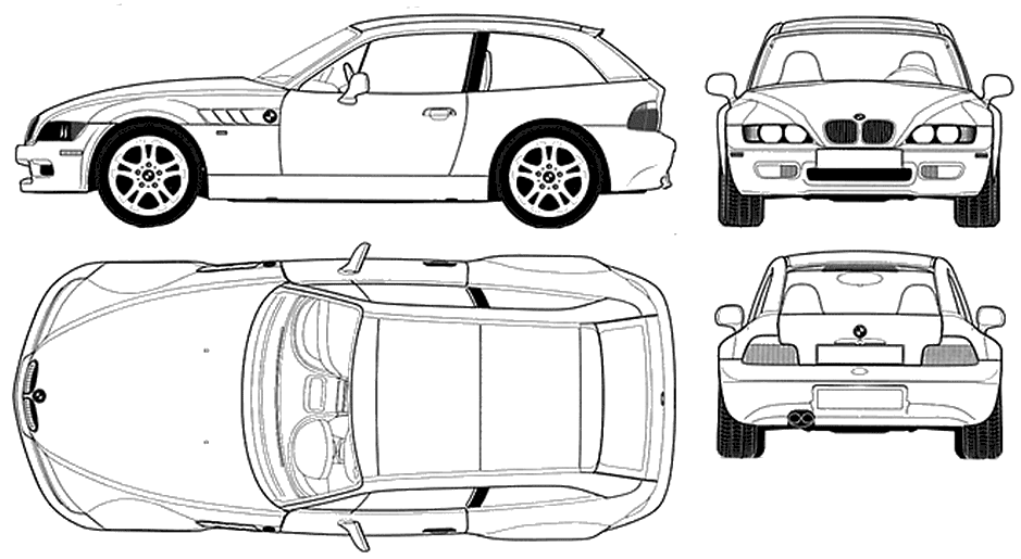 1996 BMW Z3 E36/8 Coupe blueprints free - Outlines