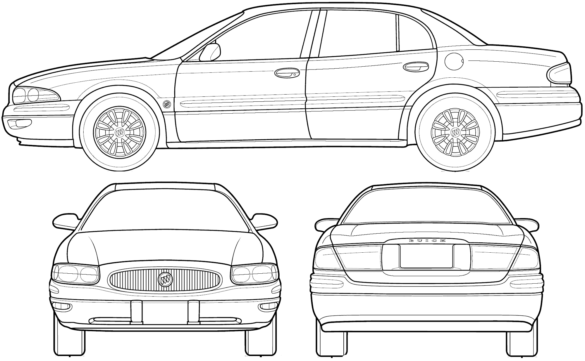 2005 Buick LeSabre Sedan blueprints free - Outlines