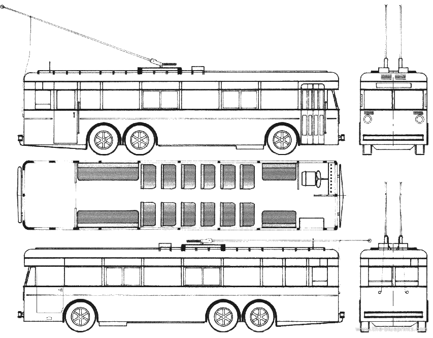 2003 Ikarus 283.01 Bus blueprints free - Outlines