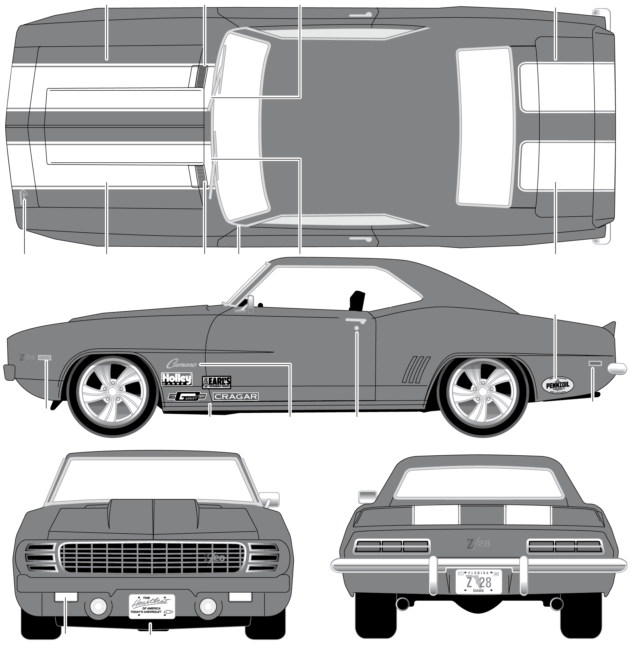 Chevrolet Camaro Z/28 1969 Scala 1:18, Oro E Nero, Highway 61, Pawn Stars - Nuova