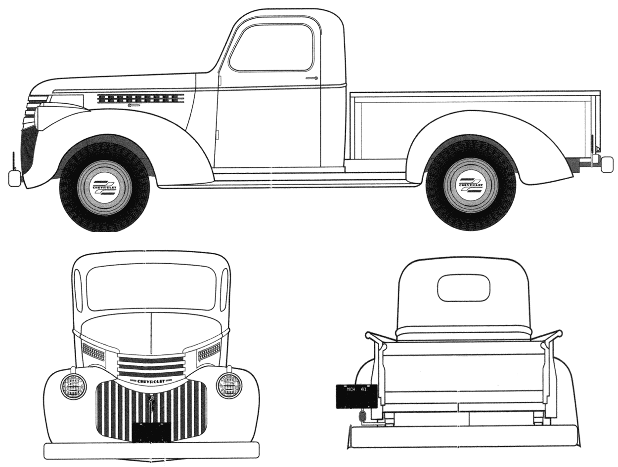 1946 Chevrolet Pick-up Pickup Truck blueprints free - Outlines