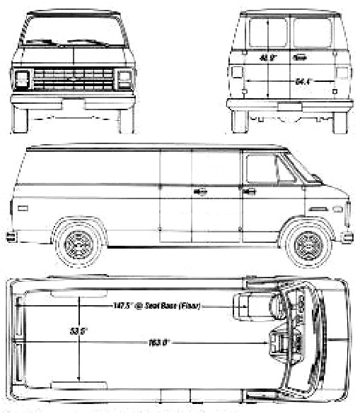 1990 Chevrolet Van V2 Blueprints Free Outlines