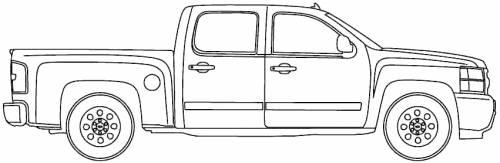 2011 Chevrolet Silverado Crew Cab Pickup Truck Blueprints Free Outlines