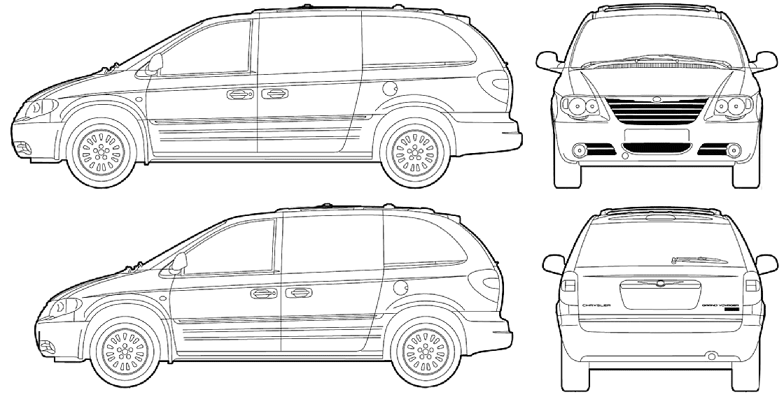 2005 Chrysler Voyager Minivan blueprints free - Outlines