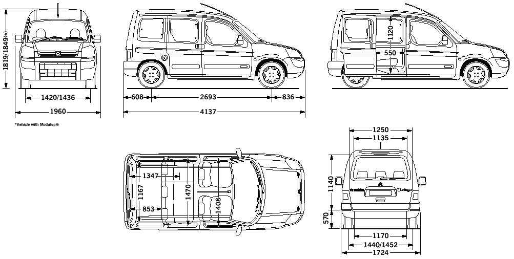 2004 Citroen Berlingo Minivan Blueprints Free - Outlines