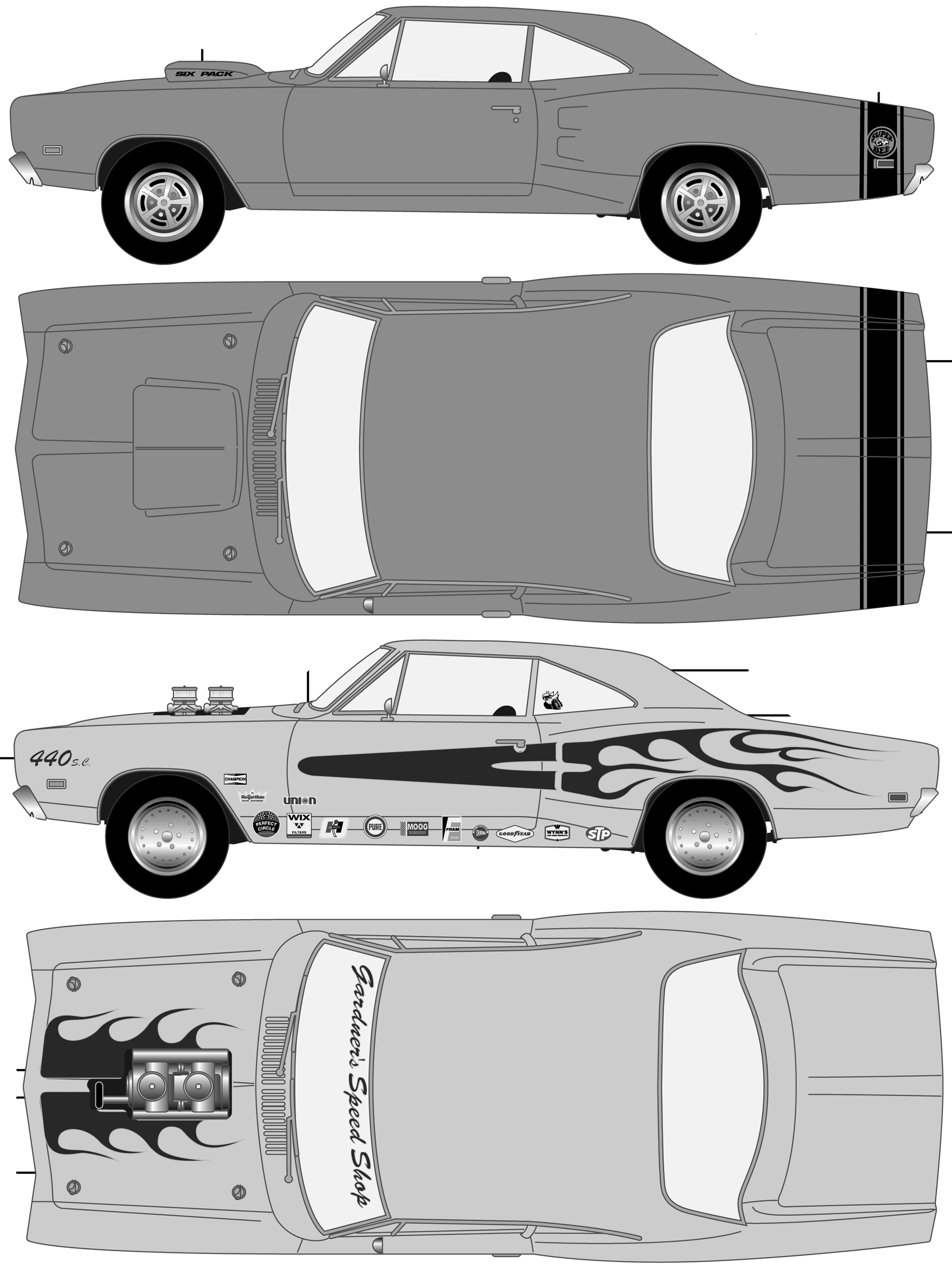 1969 dodge charger drawing