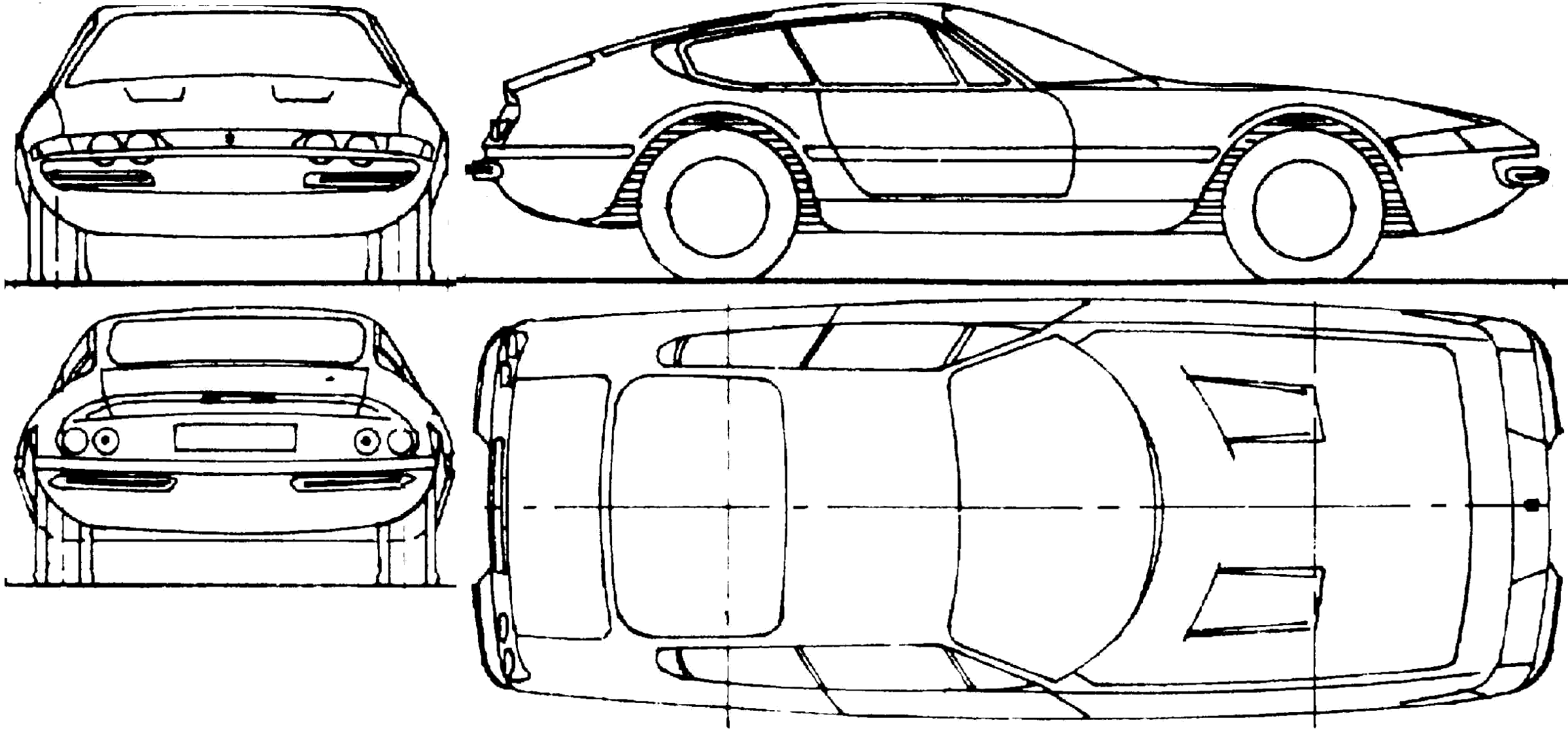 1968 Ferrari 365 GTB/4 Daytona Coupe v4 blueprints free - Outlines