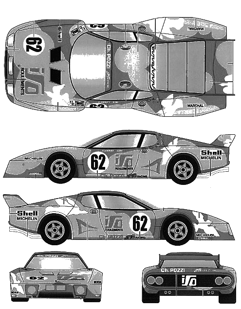 1/43 calcomanías de calcomanía auto Ferrari 512 Bb Le Mans 1981 Universidad Calcomanía Completo