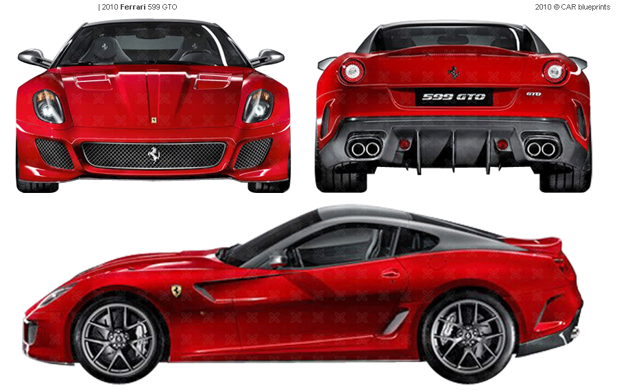 2010 Ferrari 599 GTO Coupe blueprints free - Outlines
