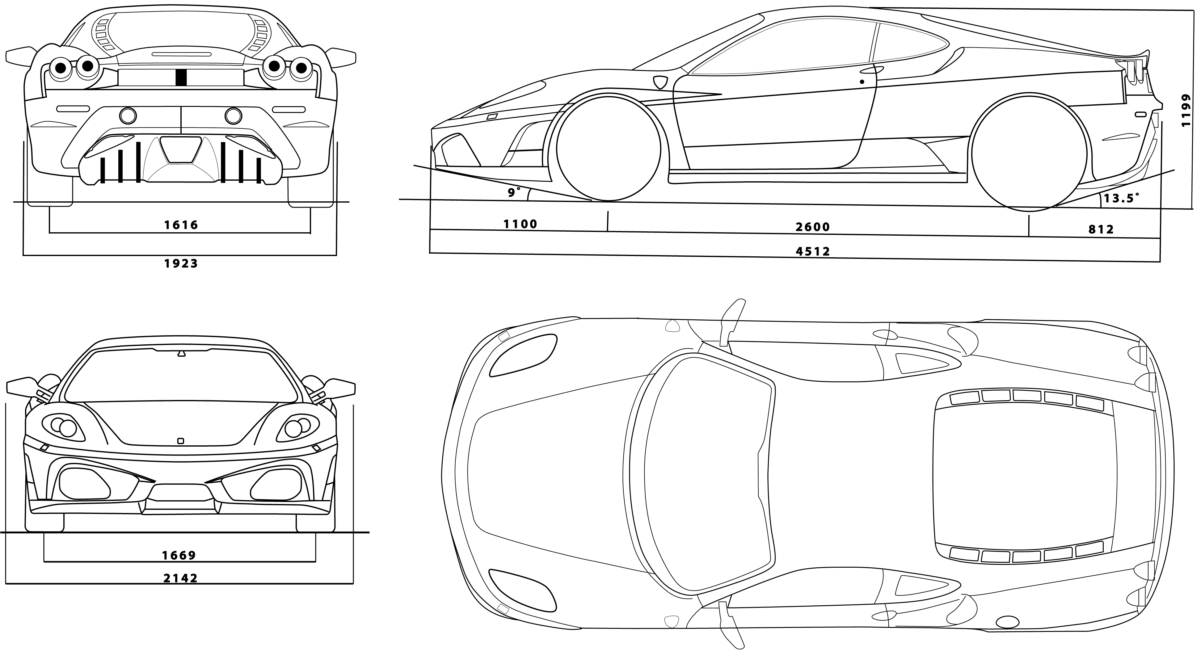2005 Ferrari F430 Coupe blueprints free - Outlines