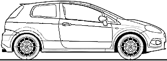 2009 Fiat Grande Punto Abarth Hatchback blueprints free - Outlines