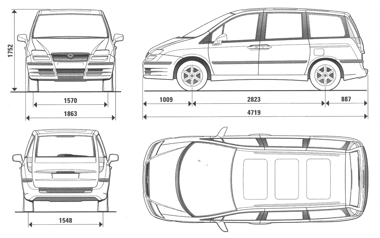 02 Fiat Ulysse Ii Minivan Blueprints Free Outlines