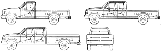 1995 Ford F-150 Pickup Truck blueprints free - Outlines