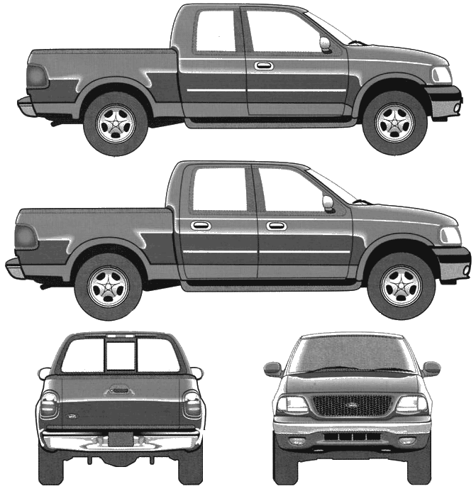 2005 Ford F-250 Pickup Truck blueprints free - Outlines