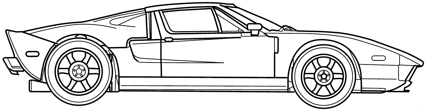 2006 Ford GT Coupe v2 blueprints free - Outlines