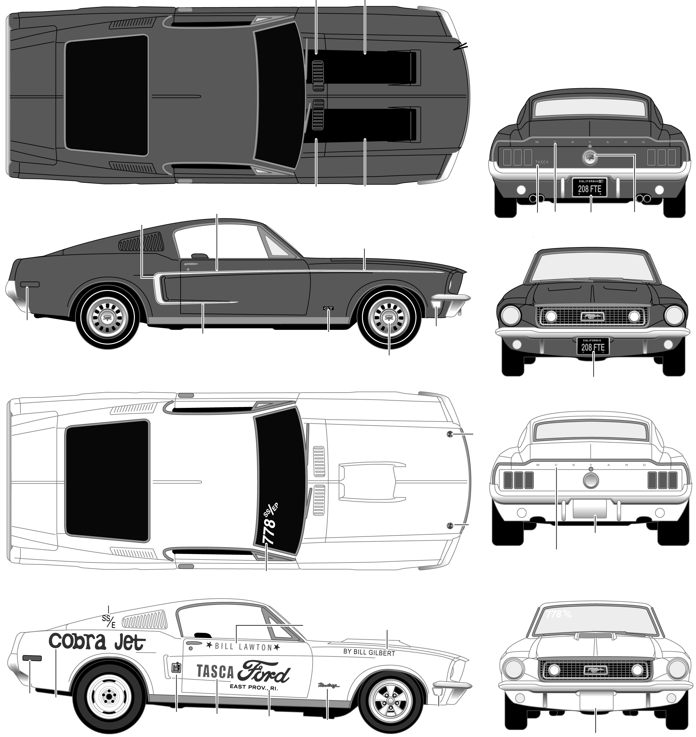 Ford Mustang 1967 Fastback Blueprints