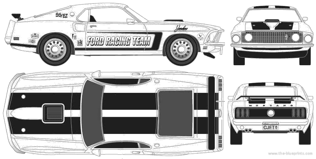 1969 Ford Mustang Fastback Drawing