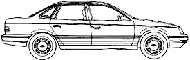 1987 Ford Taurus Sedan blueprints free  Outlines