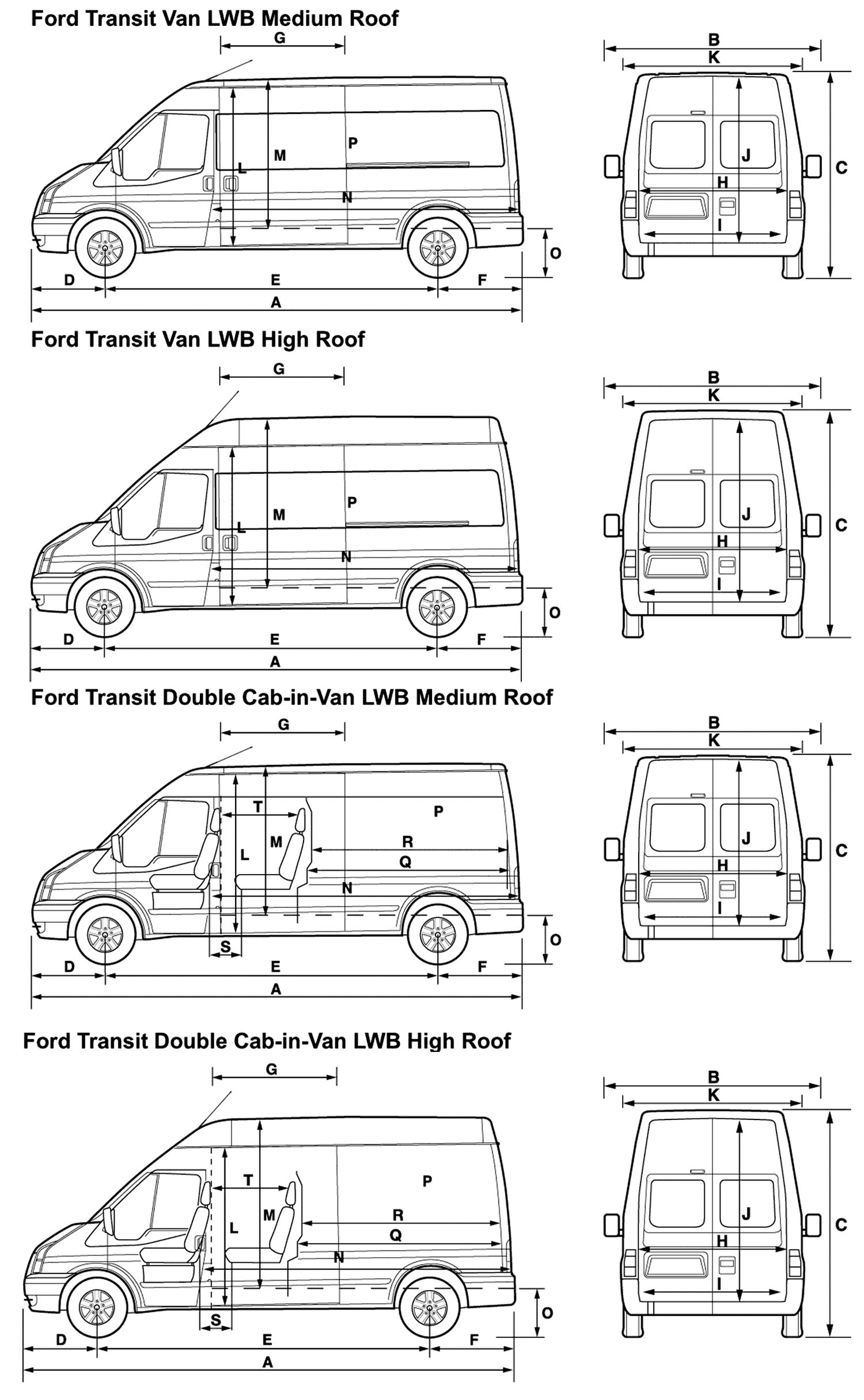 2008 Ford Transit LWB Van blueprints free Outlines