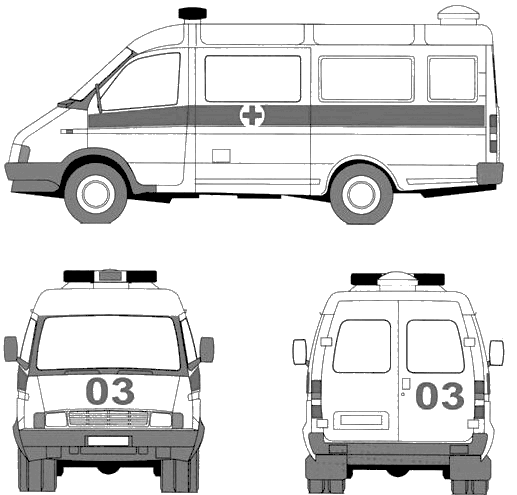 GAZ 3221 Ambulance blueprints