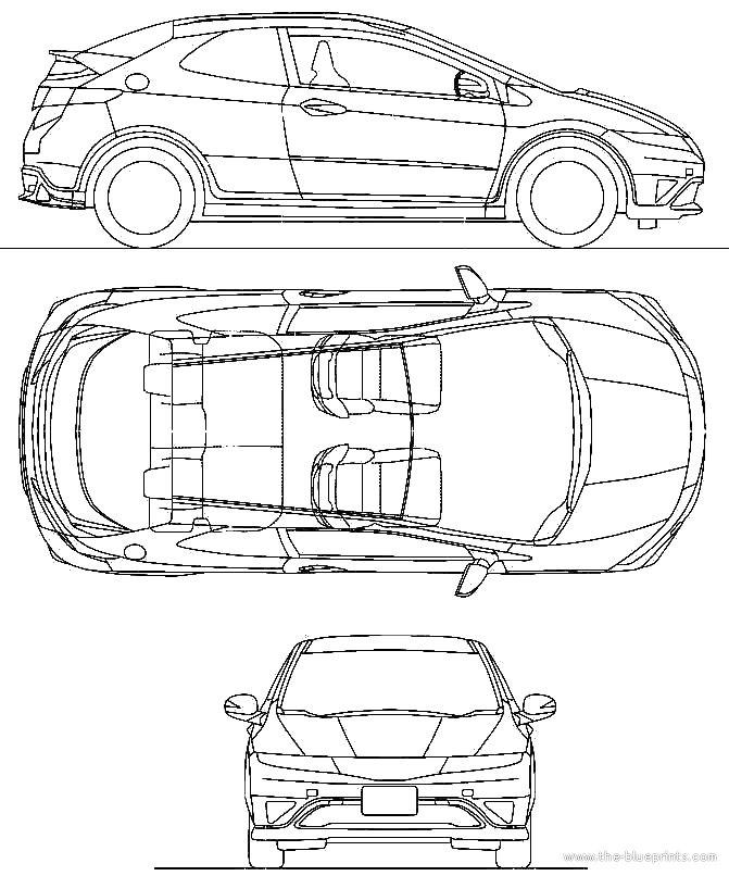 2010 Honda Civic Euro Type-R 3-door Hatchback blueprints ...