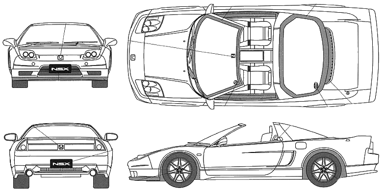 1995 Honda Nsx Type T Targa Blueprints Free Outlines