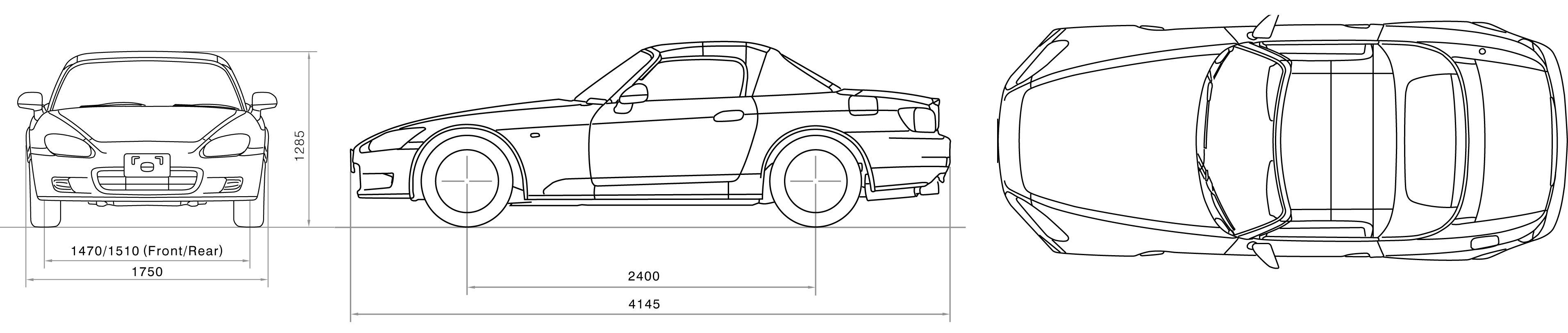 2005 Honda S2000 Coupe Blueprints Free Outlines