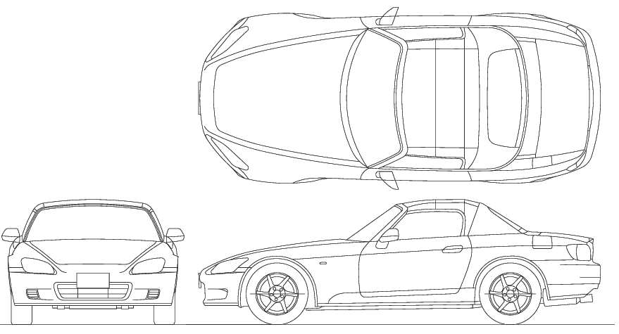 2000 Honda S2000 Targa v3 blueprints free - Outlines