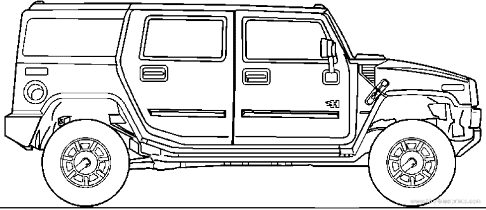 2003 Hummer H2 Drawing Sketch Coloring Page