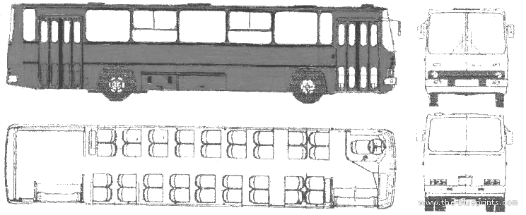 2003 Ikarus 283.01 Bus blueprints free - Outlines
