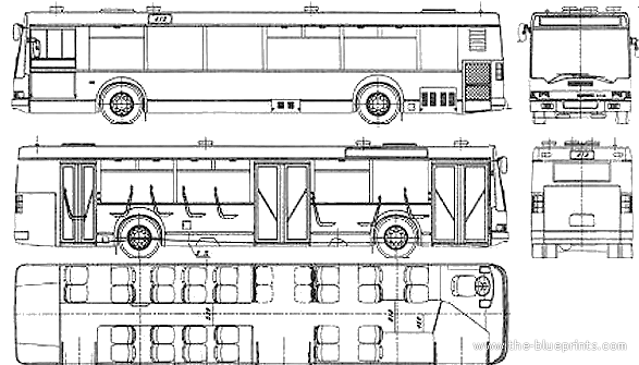 2003 Ikarus 283.01 Bus blueprints free - Outlines