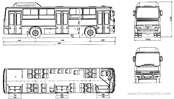 2003 Ikarus 283.01 Bus blueprints free - Outlines