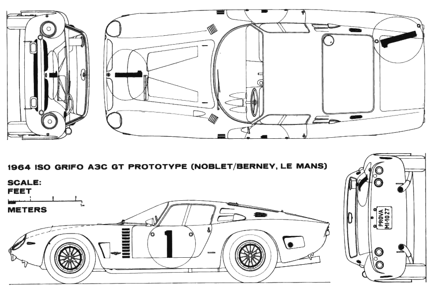 Iso Rivolta Grifo A3/C GT Prototype Le Mans blueprints